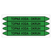 Značení potrubí, topná voda - okruh,4 ks, 250 × 26 mm